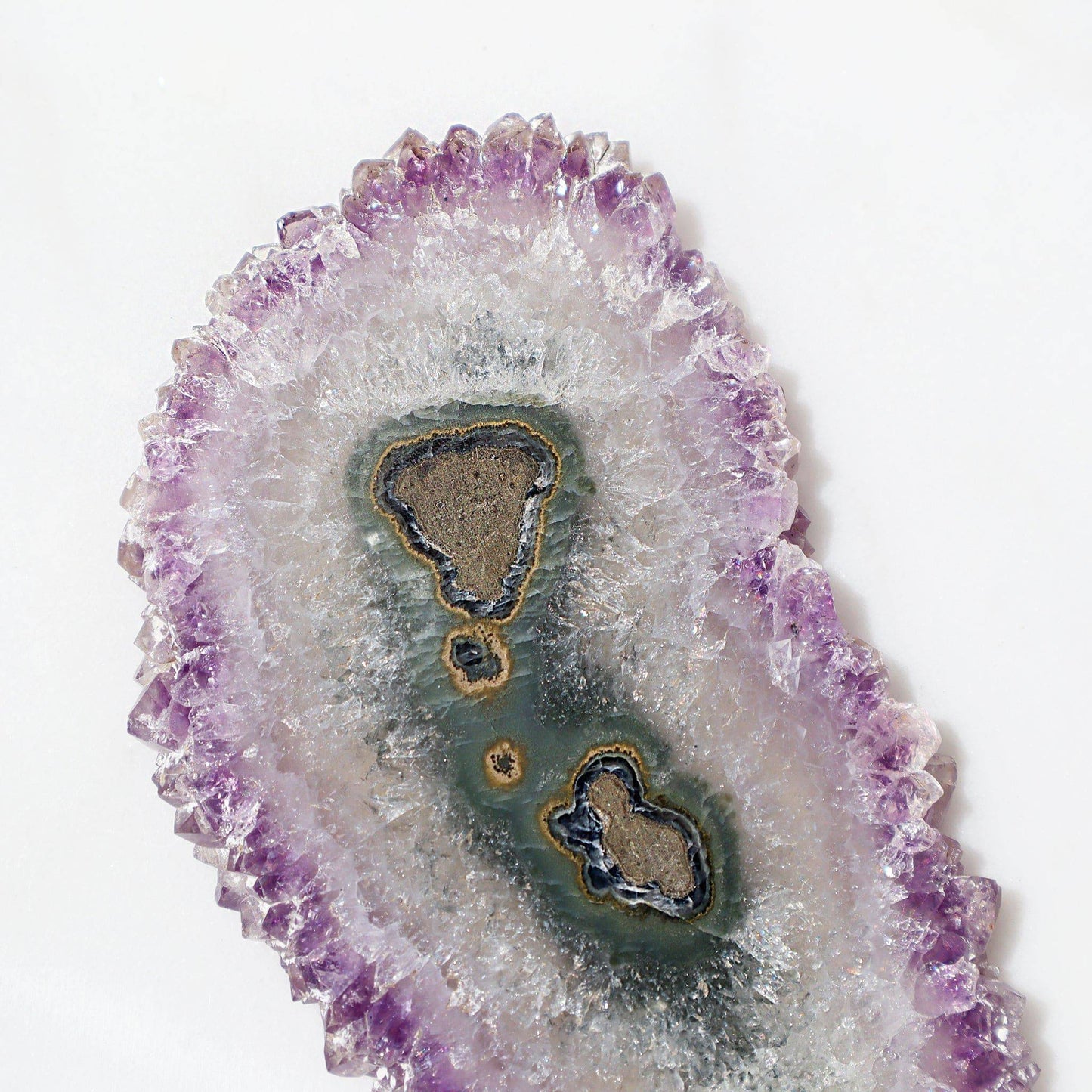 Green Jasper - Purple Crystals Stalactite - Deepest Earth