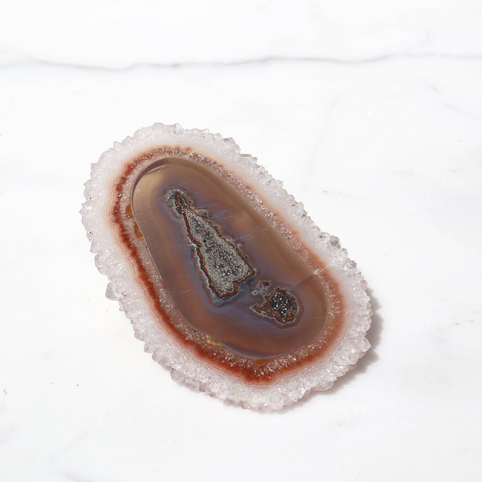Blue Jasper and Agate Stalactite Slice