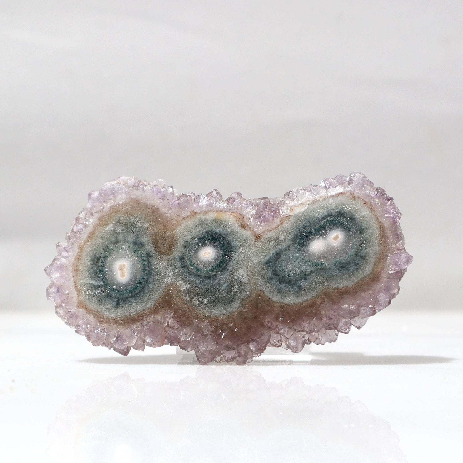 Rare Triple Center Stalactite Slice of Green Agate - Deepest Earth