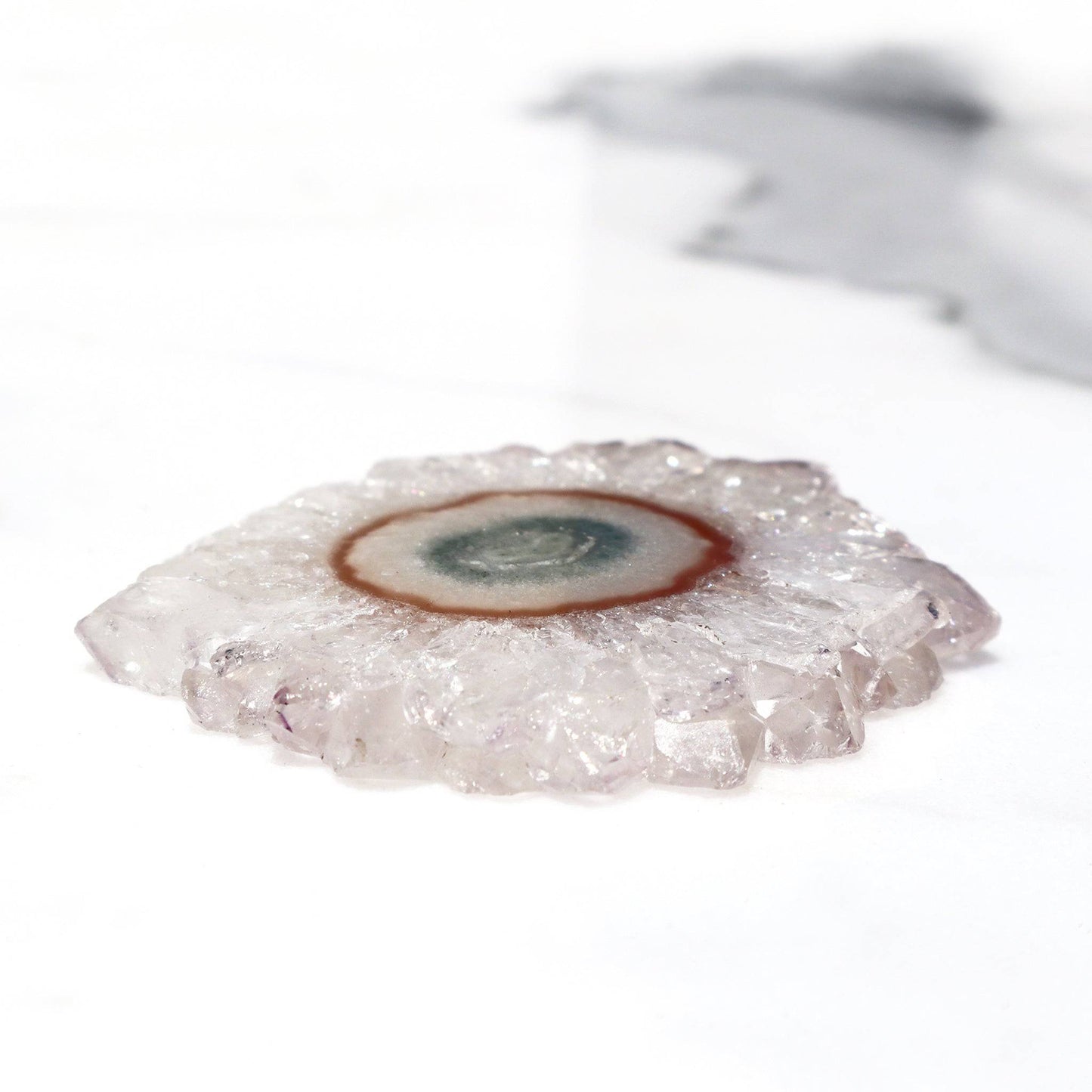 White Quartz Crystals - Mineral Flower Stalactite Slice - Deepest Earth