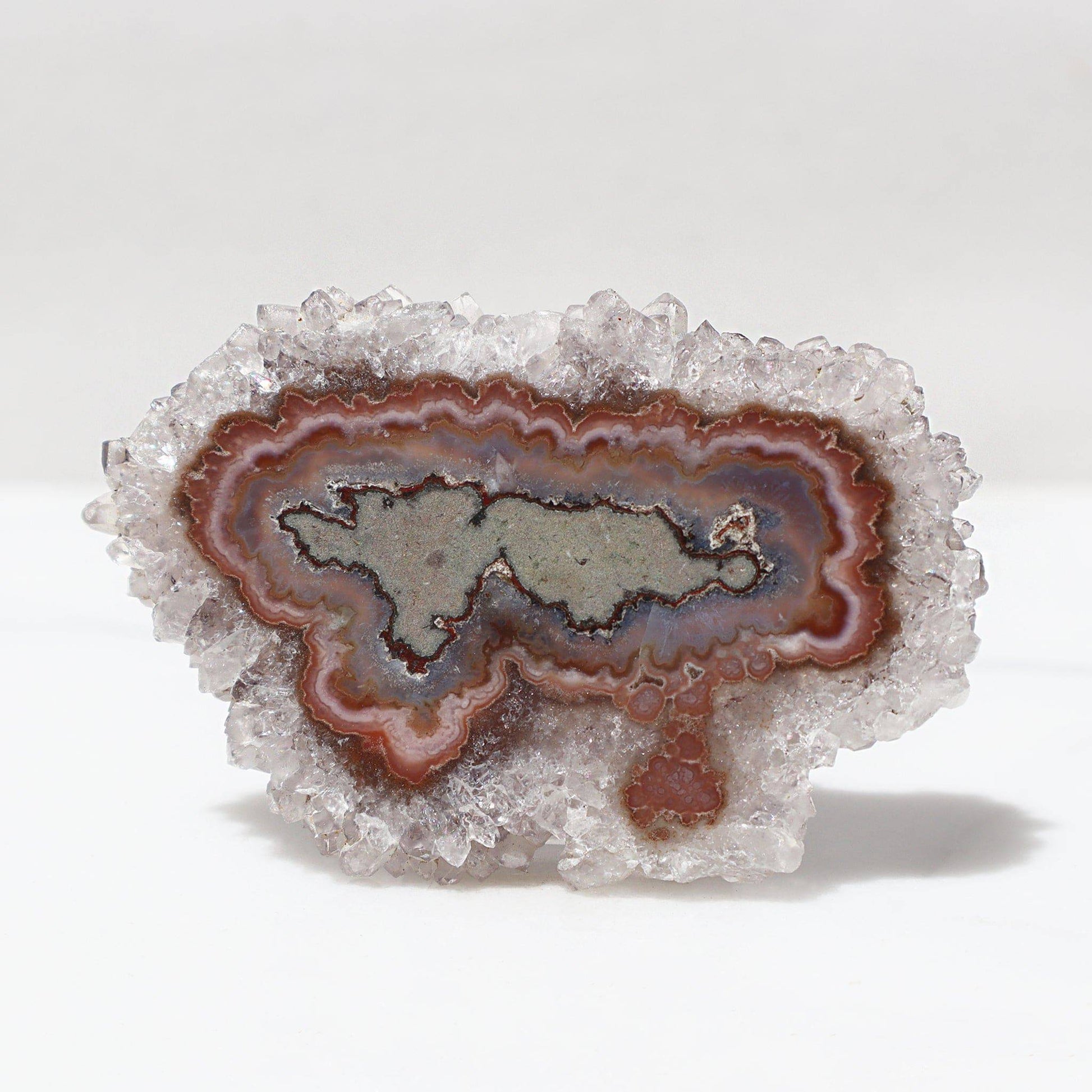 See Through White Quartz Amethyst Stalactite Slice for sale, Uruguay  - Deepest Earth