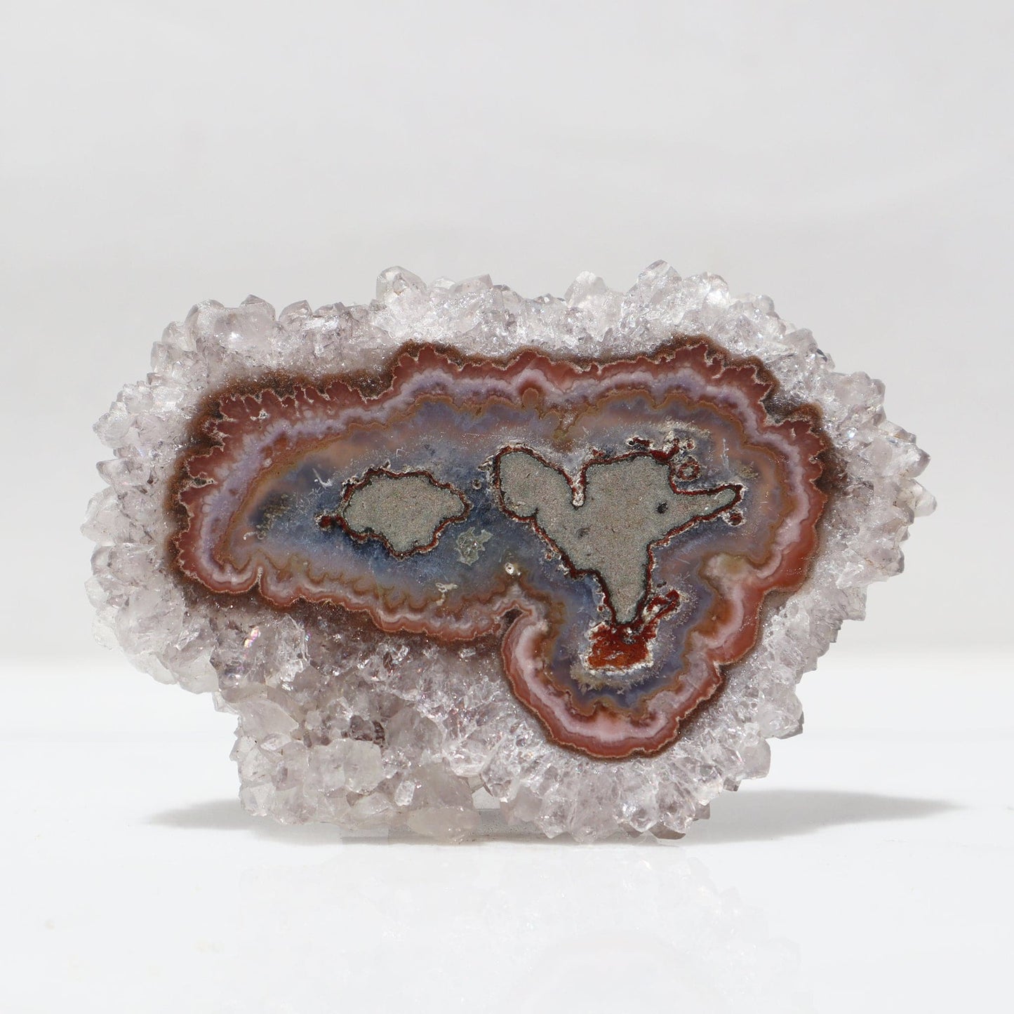 See Through White Quartz Amethyst Stalactite Slice for sale, Uruguay  - Deepest Earth