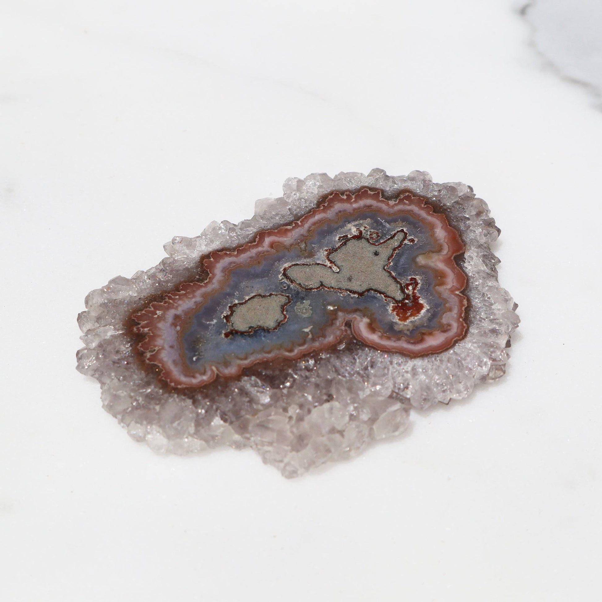 See Through White Quartz Amethyst Stalactite Slice for sale, Uruguay  - Deepest Earth