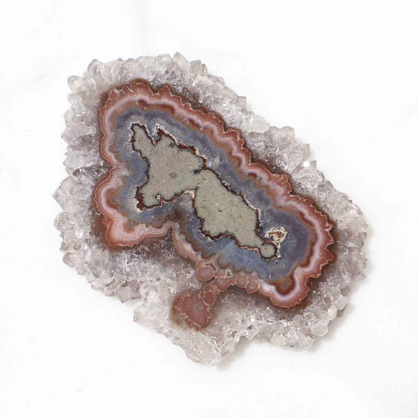 See Through White Quartz Amethyst Stalactite Slice for sale, Uruguay  - Deepest Earth