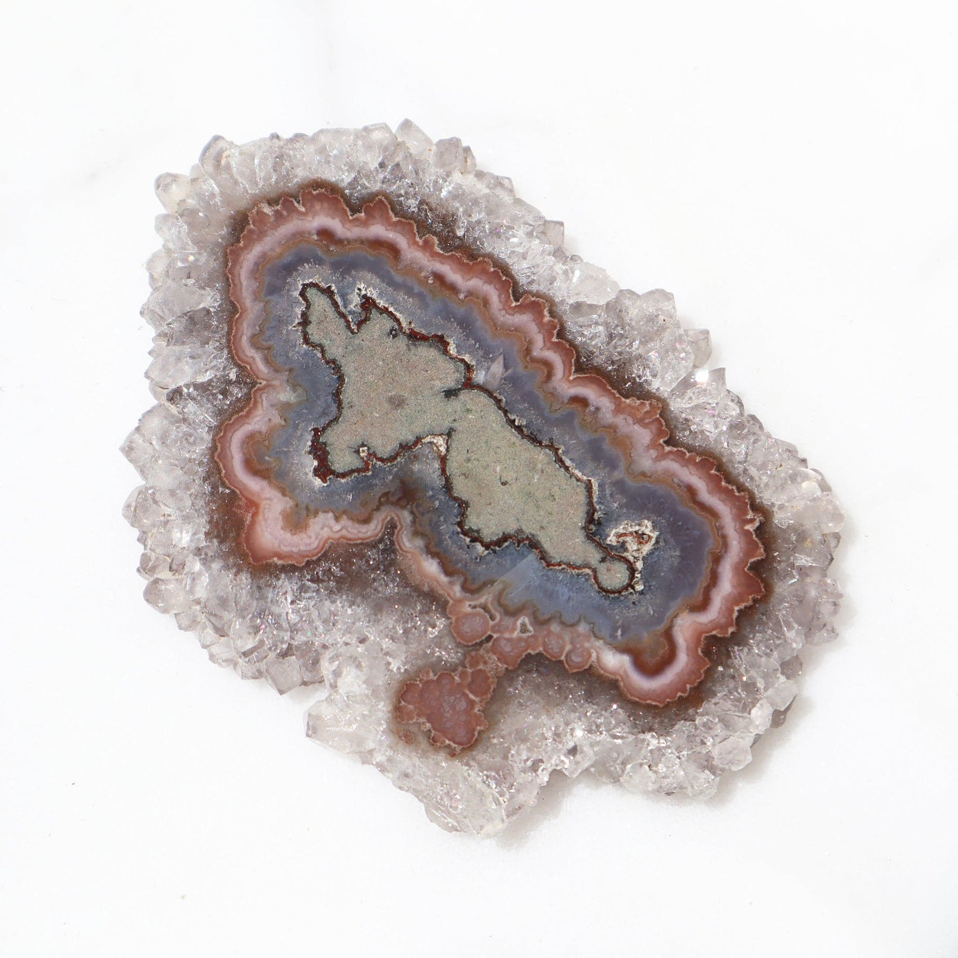 See Through White Quartz Amethyst Stalactite Slice for sale, Uruguay  - Deepest Earth