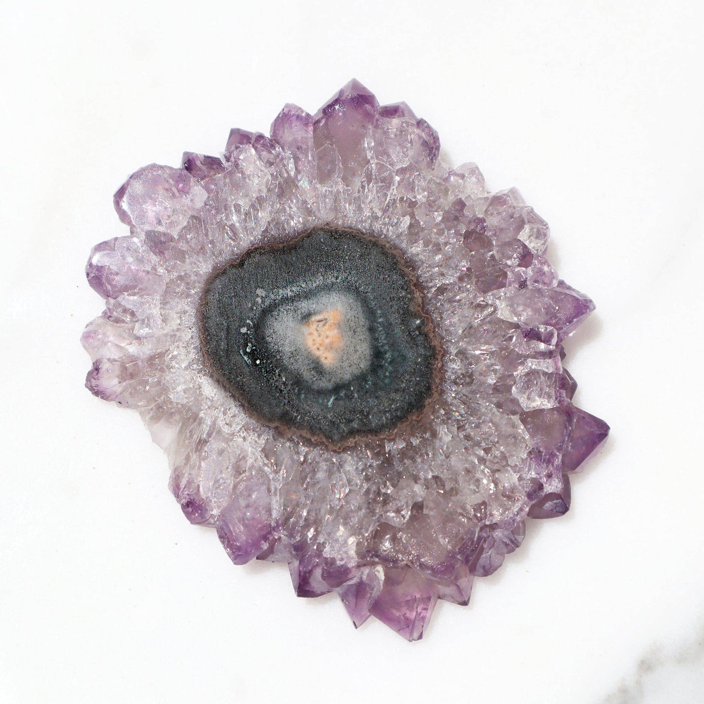 Amethyst Violet Crystal Peaks Stalactite Slice - Deepest Earth