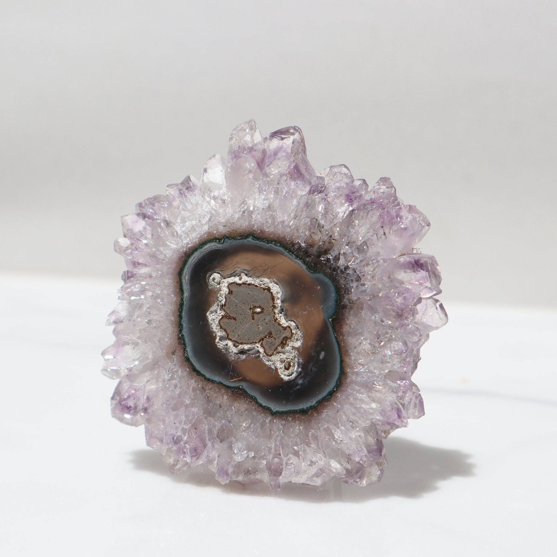 PURPLE-TAN AGATE STALACTITE SLICE URUGUAY