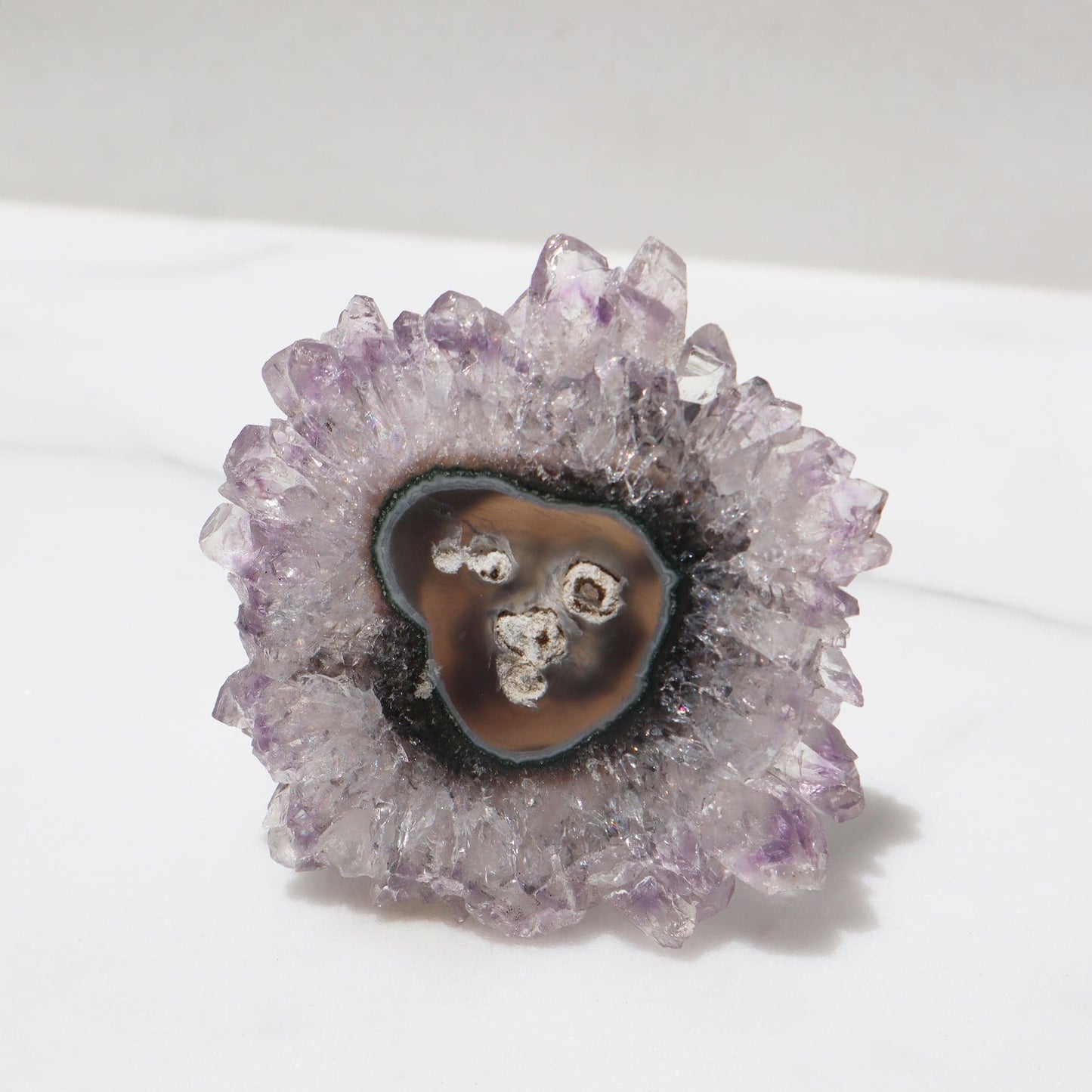 PURPLE-TAN AGATE STALACTITE SLICE URUGUAY