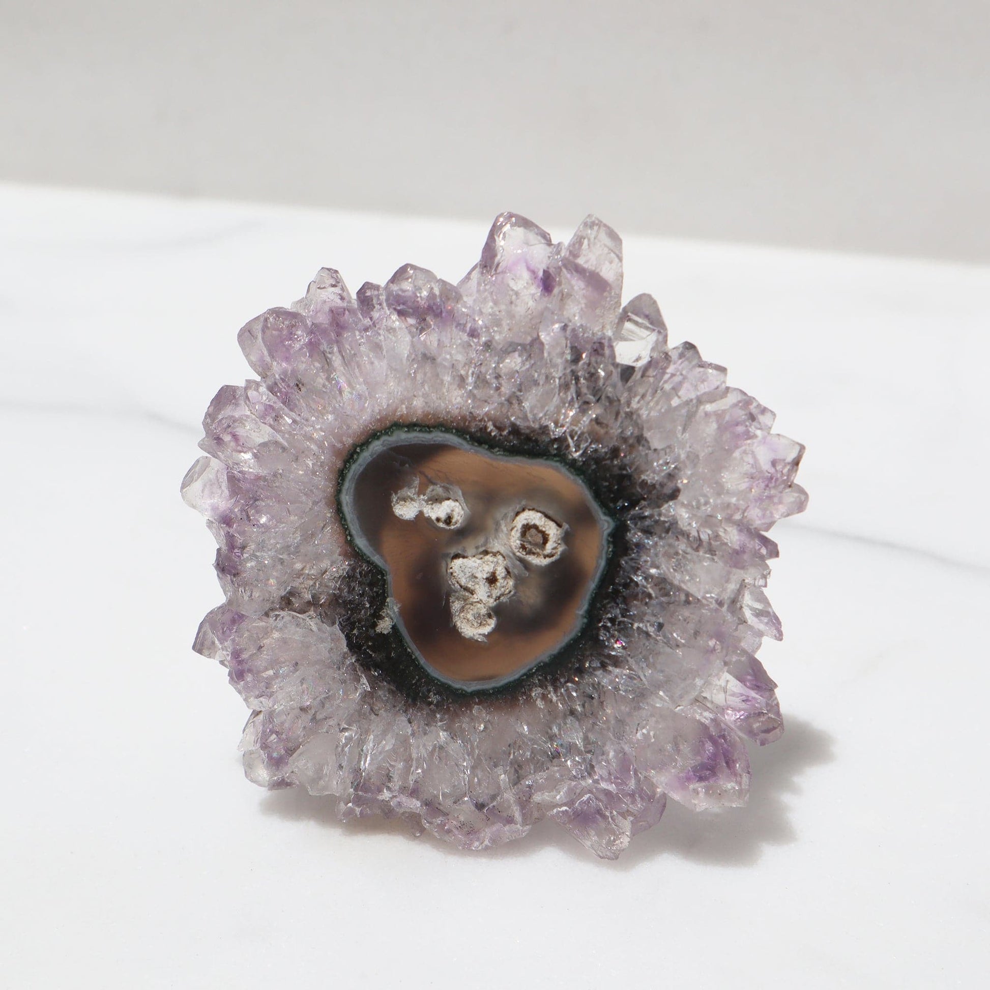 PURPLE-TAN AGATE STALACTITE SLICE URUGUAY