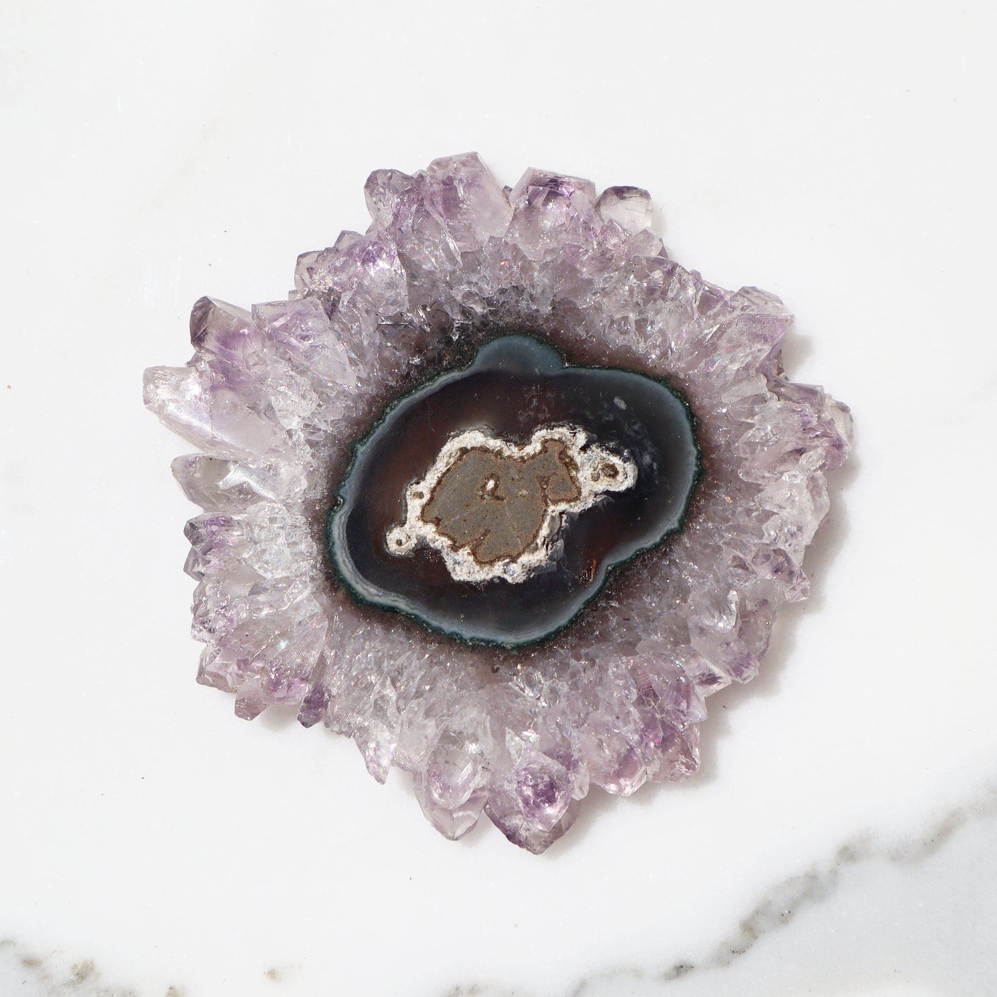 PURPLE-TAN AGATE STALACTITE SLICE URUGUAY