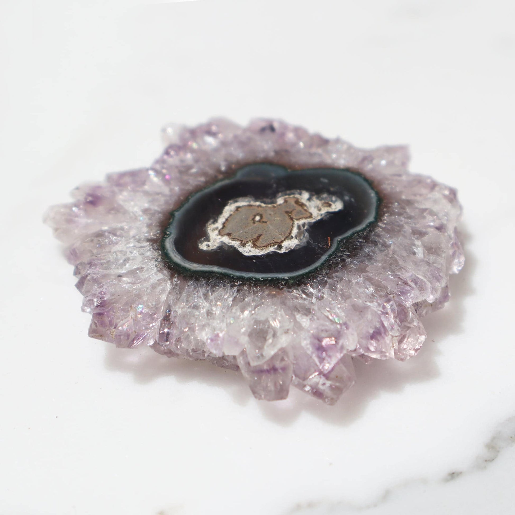 PURPLE-TAN AGATE STALACTITE SLICE URUGUAY