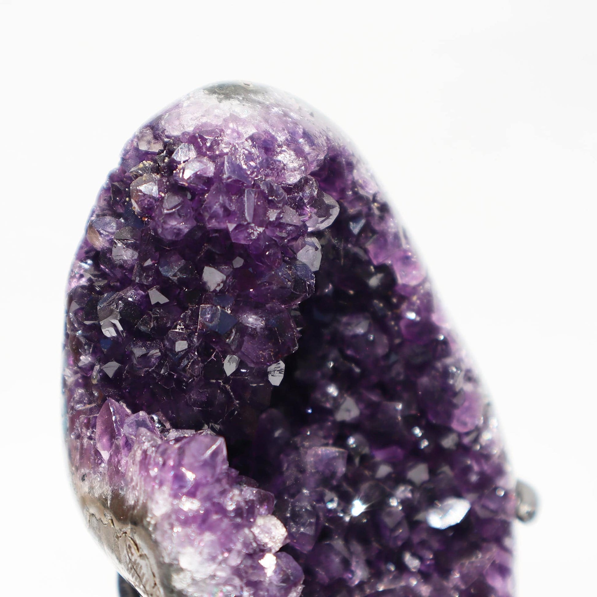 Rustic Lunette in Half Geode Amethyst on Stand for Sale