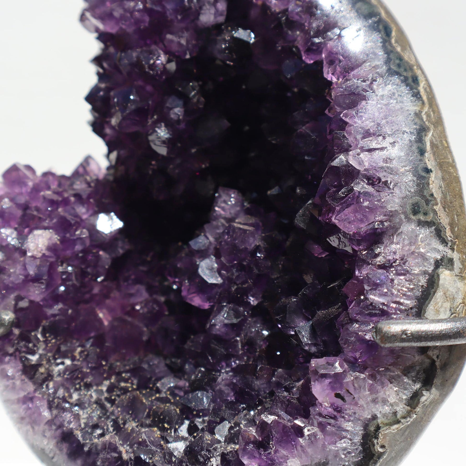 Rustic Lunette in Half Geode Amethyst on Stand for Sale