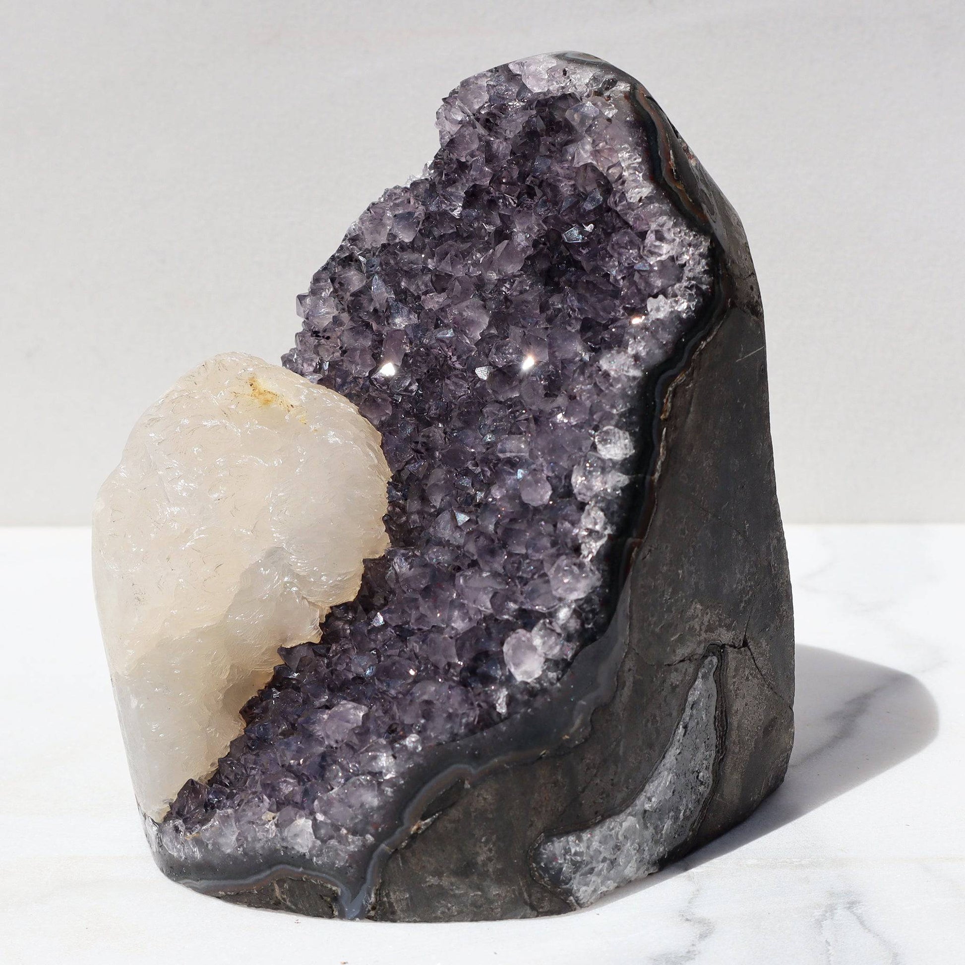 Ash-Violet Shade with Grand Calcite - Deepest Earth