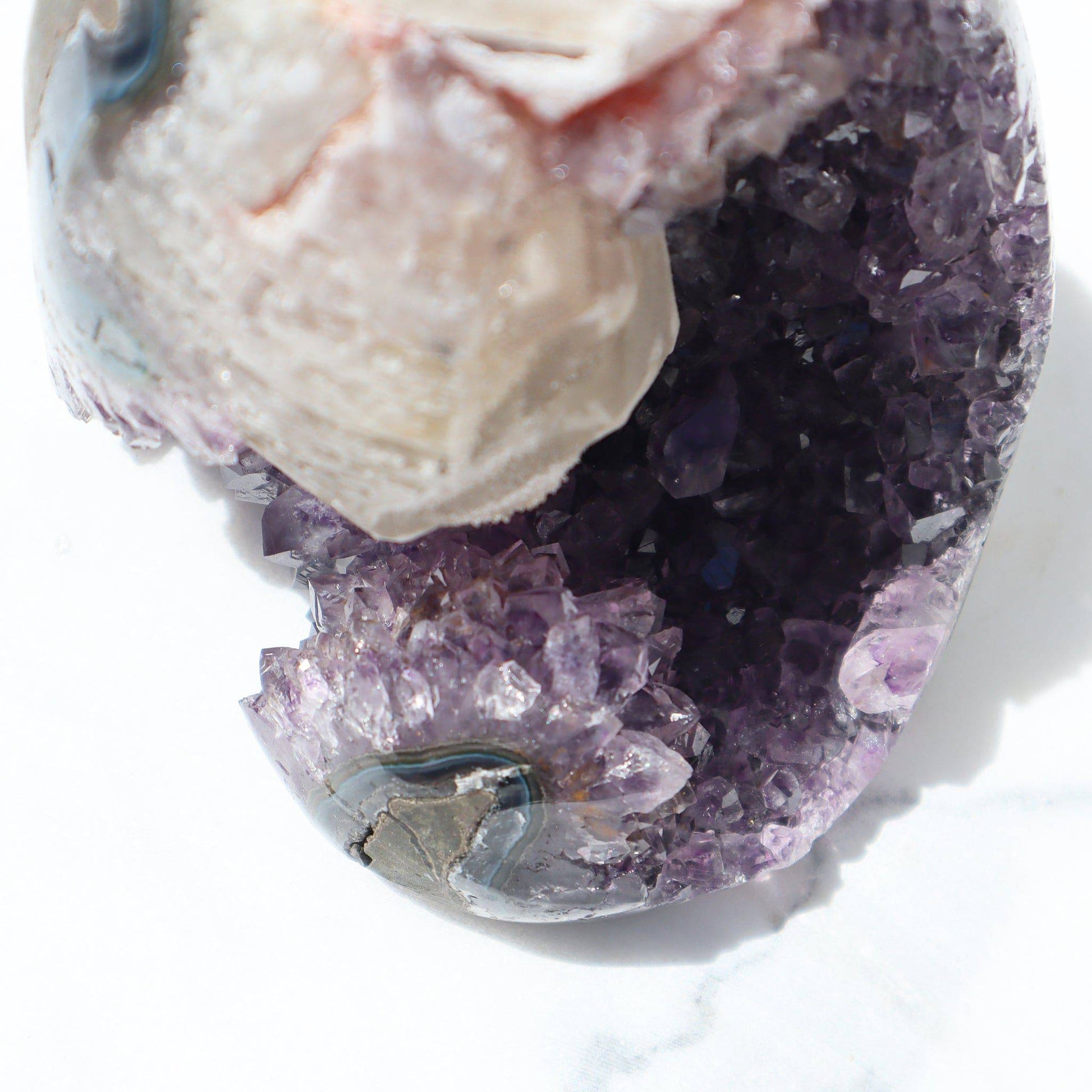 Rare Shape Amethyst - Calcite - Red Hematite - Deepest Earth