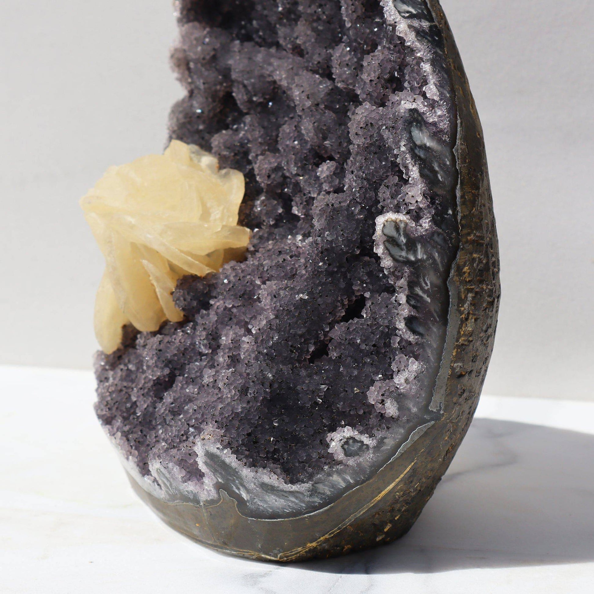 Charcoal Rare Druzy Amethyst - Rosette Flower
