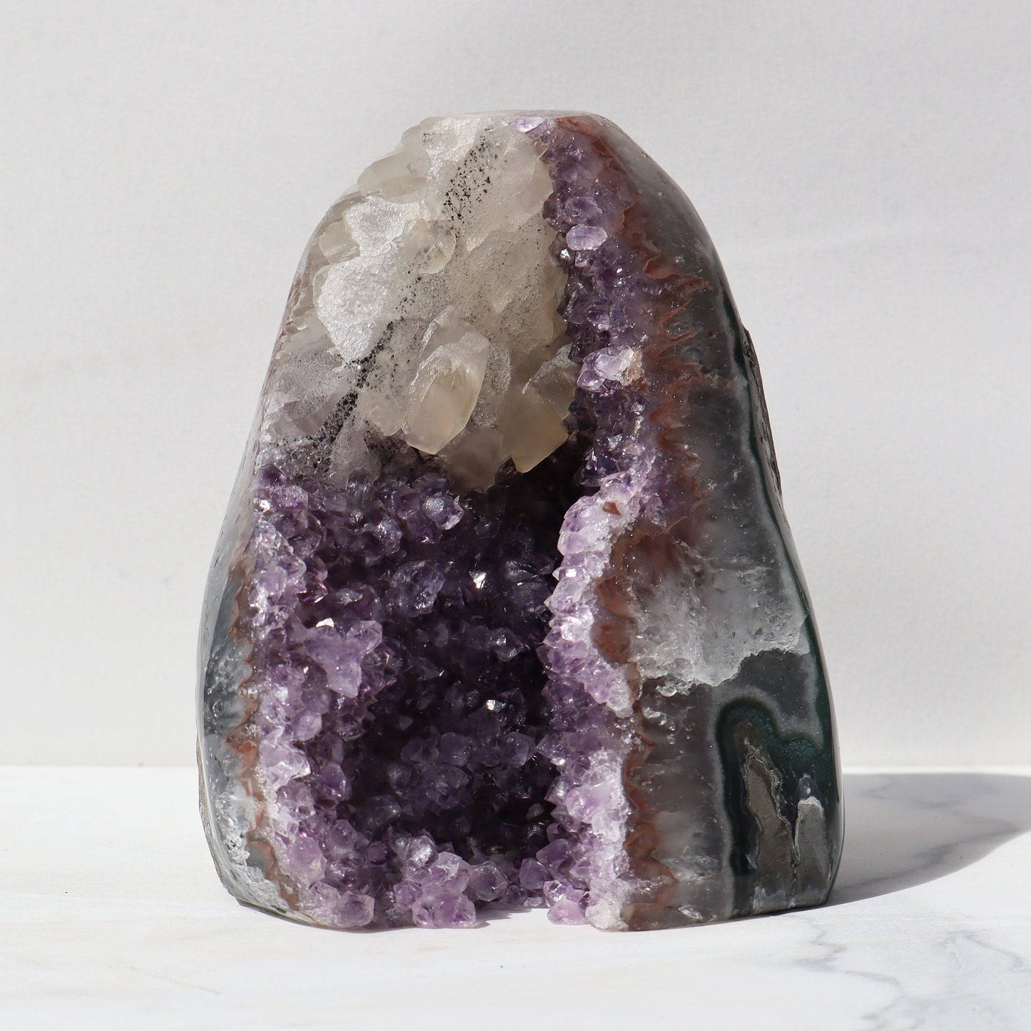 Green Jasper - Amethyst Geode