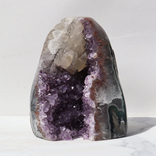 Green Jasper - Amethyst Geode