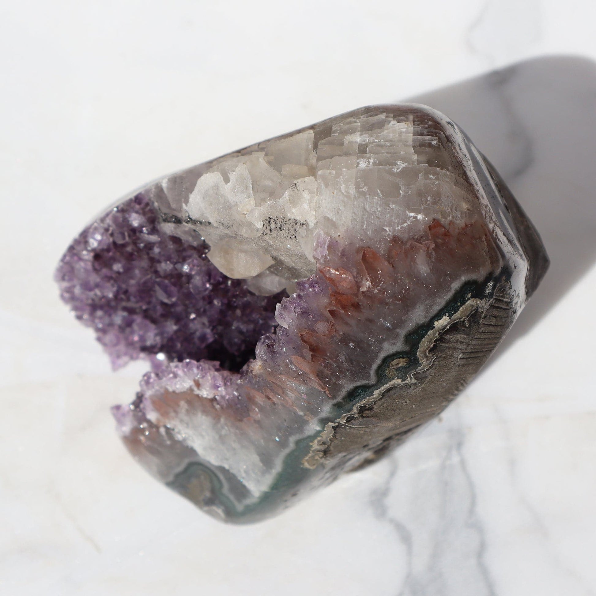 Green Jasper - Amethyst Geode