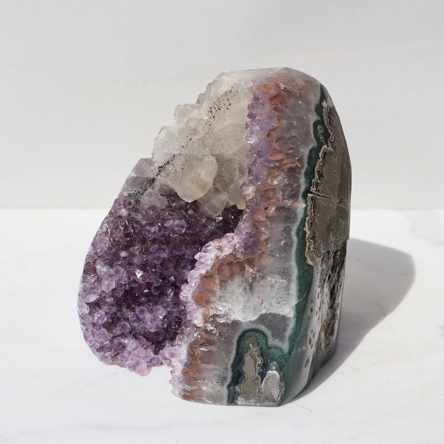 Green Jasper - Amethyst Geode