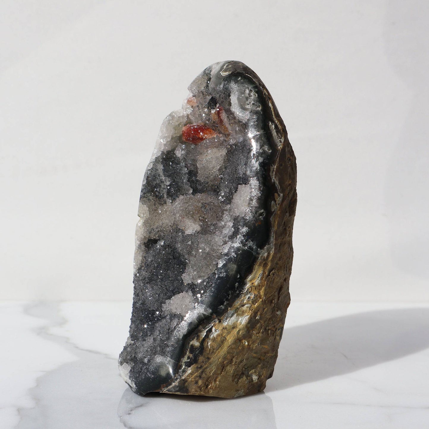 Rare Steel Color Amethyst Specimen Red Hematite for sale, Uruguay - Deepest Earth