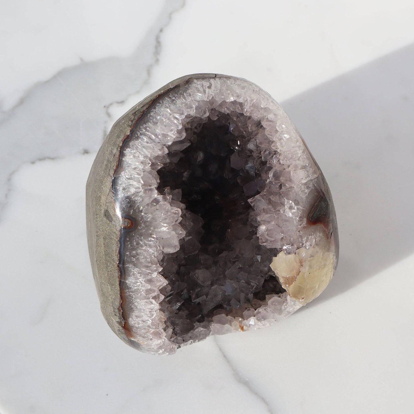 Calcite and Red Jasper Amethyst Geode - Deepest Earth