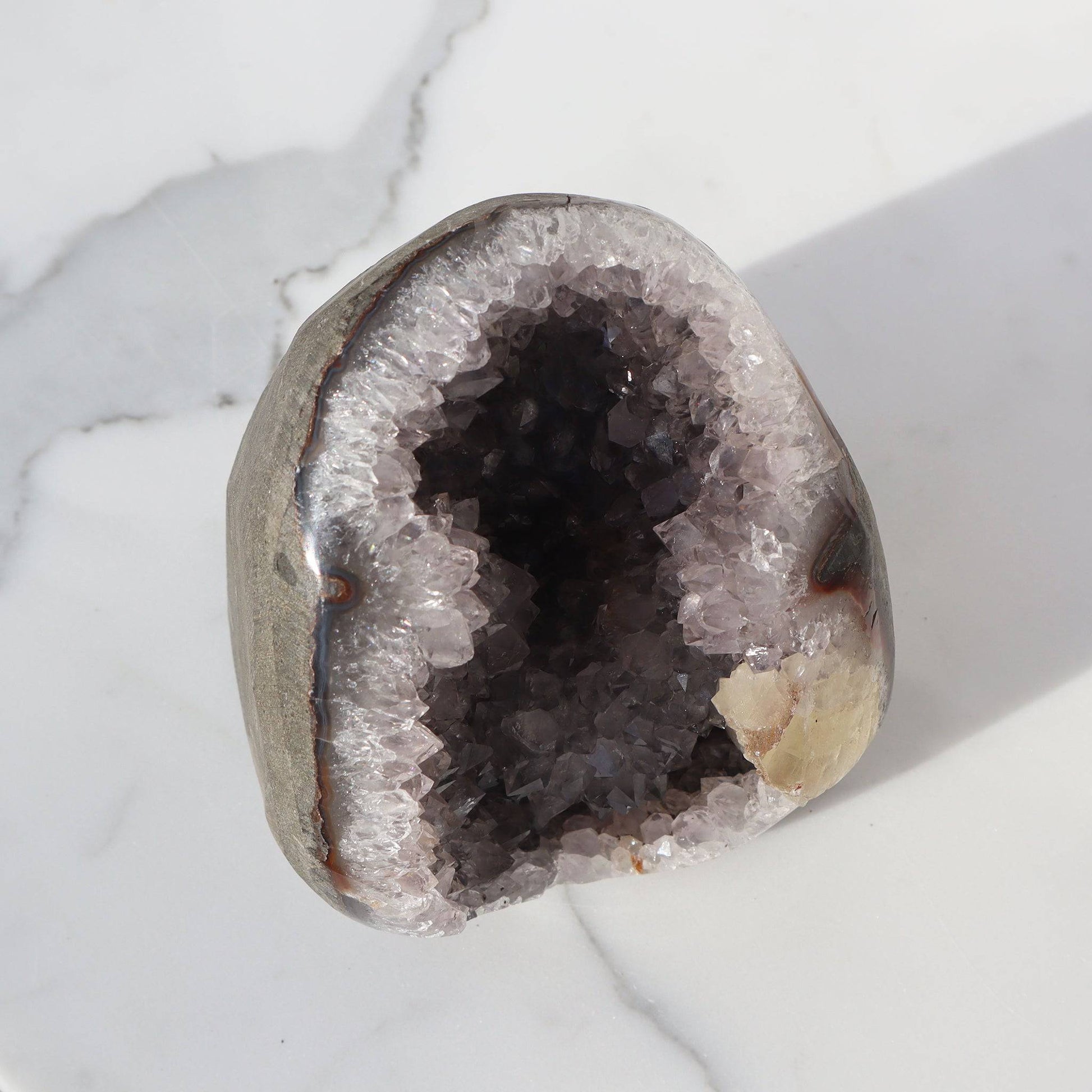 Calcite and Red Jasper Amethyst Geode - Deepest Earth