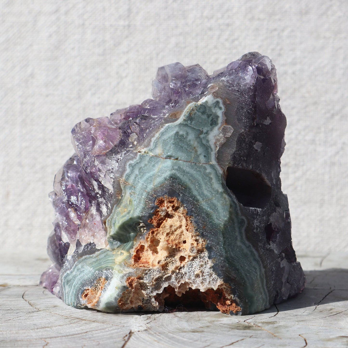 Primal raw large crystals cluster unpolished blue agate - Deepest Earth