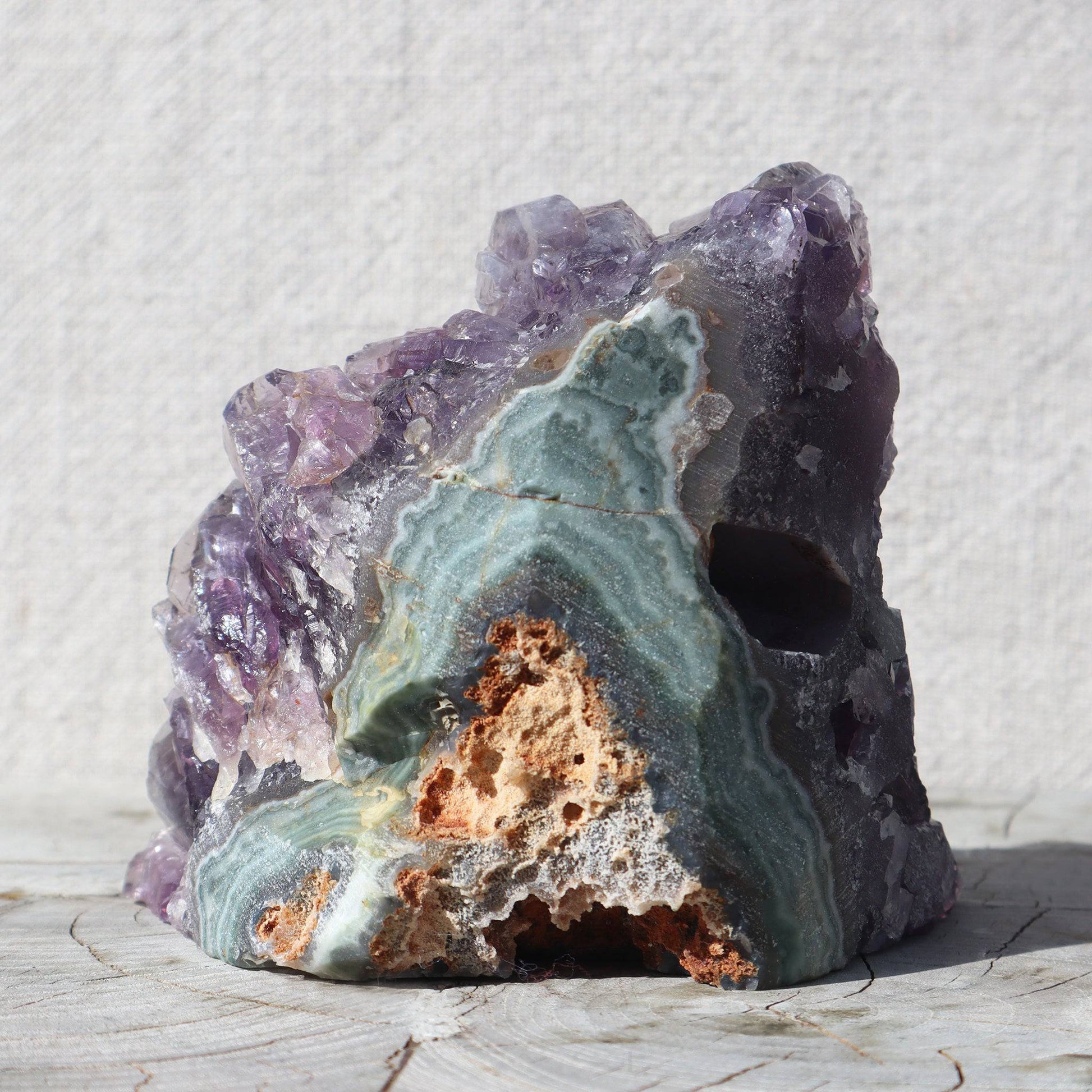 Primal raw large crystals cluster unpolished blue agate - Deepest Earth