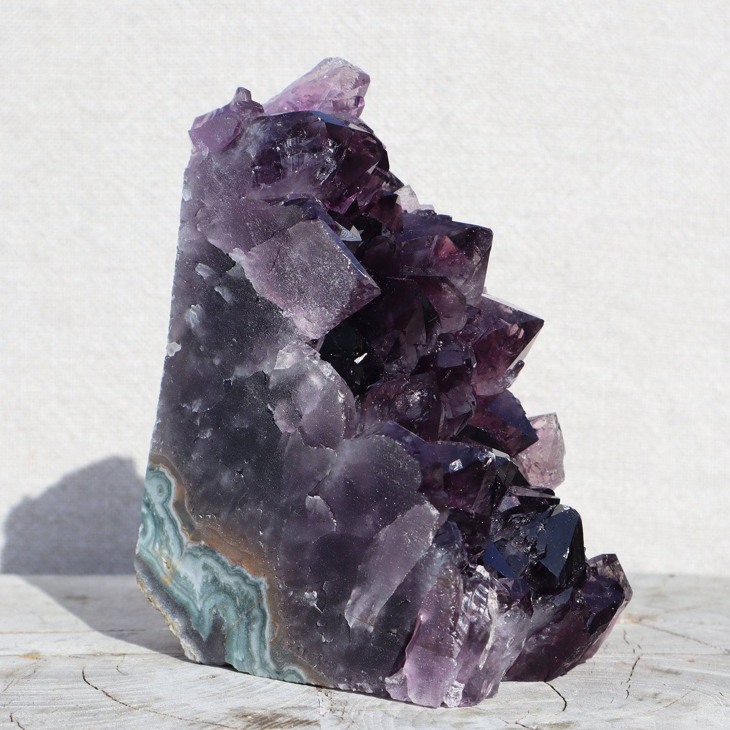 Raw Amethyst Crystals Cluster - Blue and Green Agate