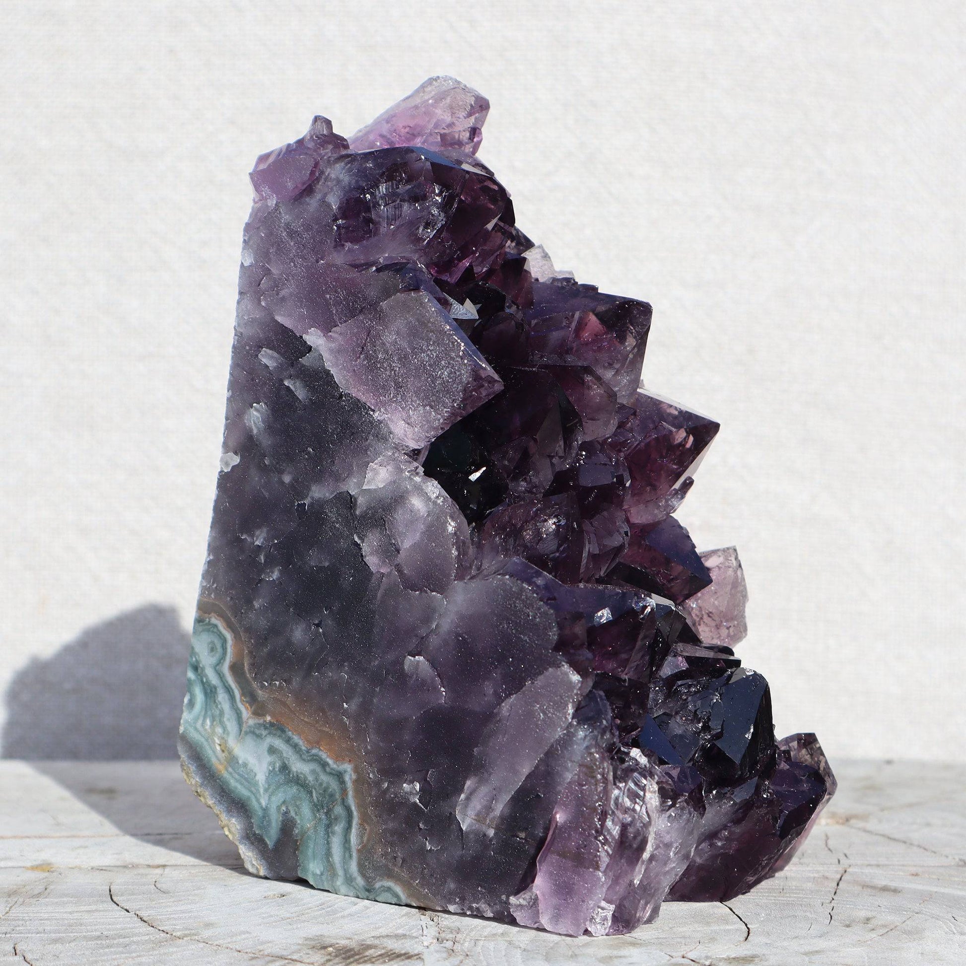 Raw Amethyst Crystals Cluster - Blue and Green Agate