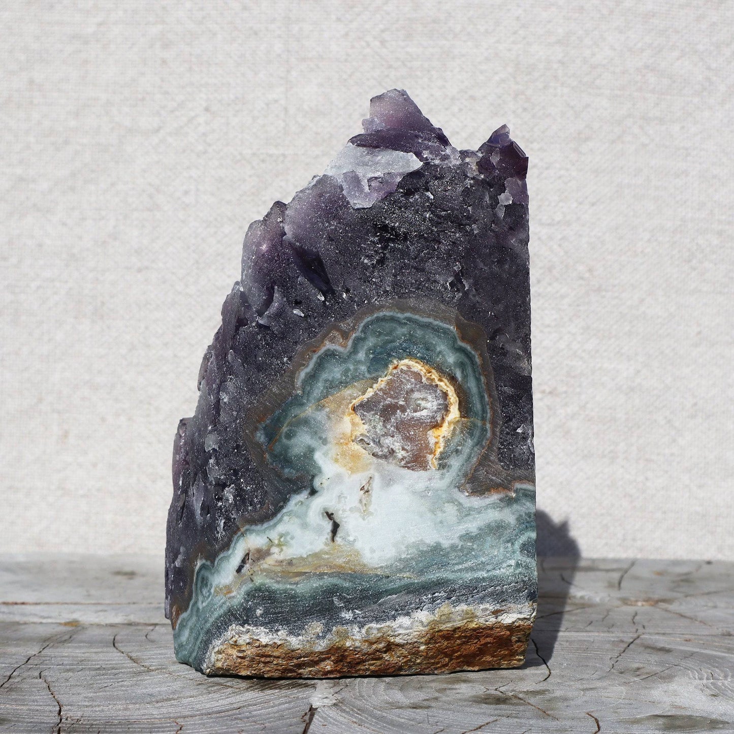 Raw Amethyst Crystals Cluster - Blue and Green Agate