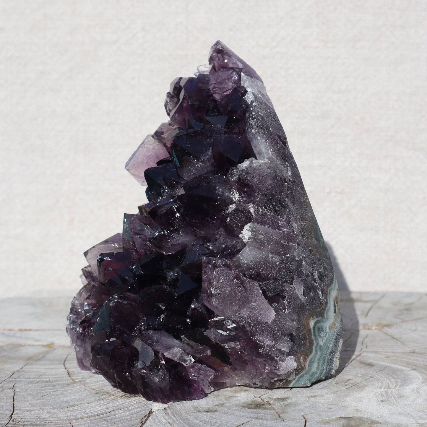 Raw Amethyst Crystals Cluster - Blue and Green Agate