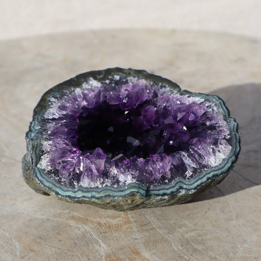 GEODE 0.5 Half Amethyst Geode Blue and Green Jasper l Deepest Earth