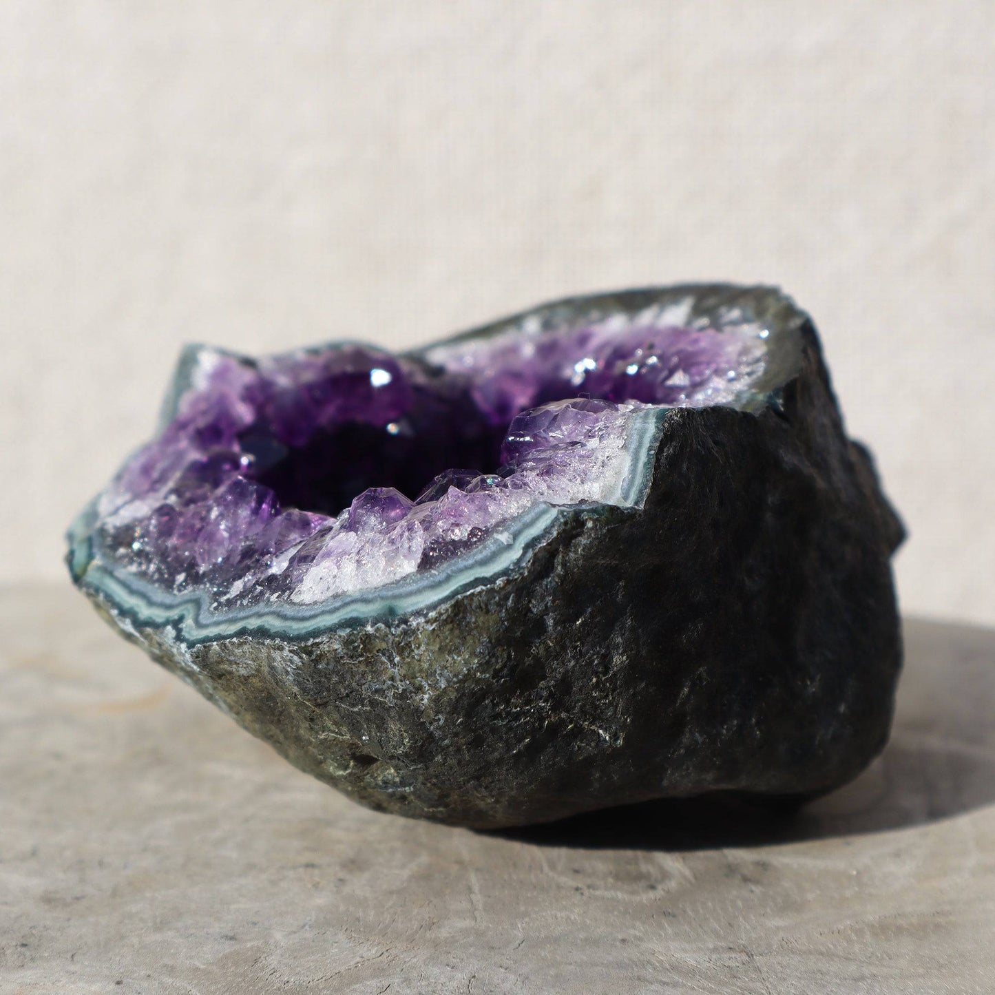 GEODE 0.5 Half Amethyst Geode Blue and Green Jasper l Deepest Earth