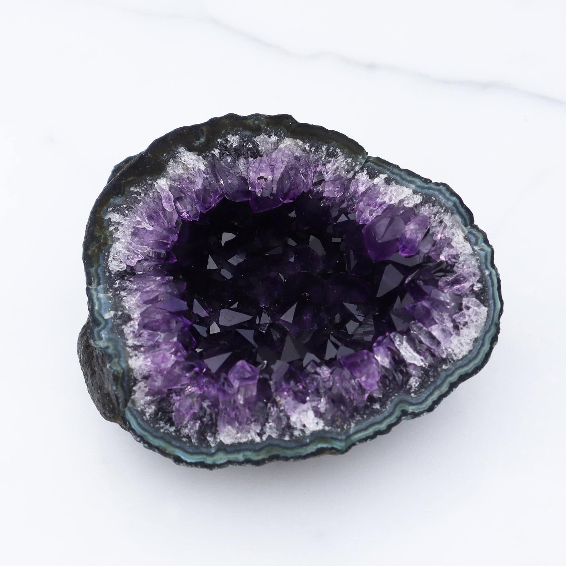 GEODE 0.5 Half Amethyst Geode Blue and Green Jasper l Deepest Earth