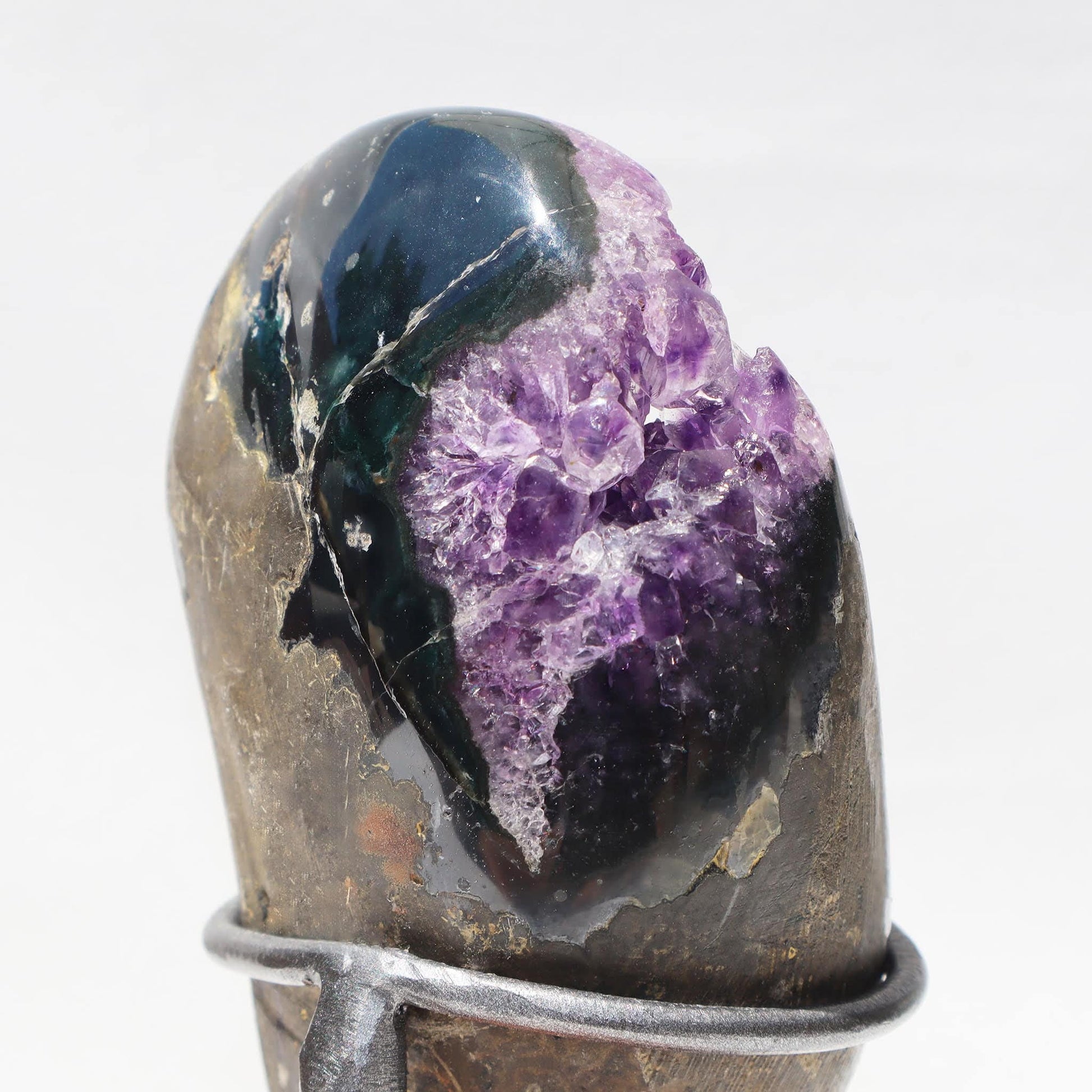 On Stand Rustic Geode, Mineral Home Decor  - Deepest Earth
