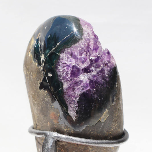 On Stand Rustic Geode, Mineral Home Decor  - Deepest Earth