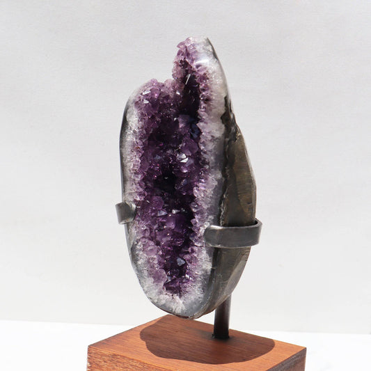 Unusual Shape Geode Fragment Plum and White Quartz- Deepest Earth