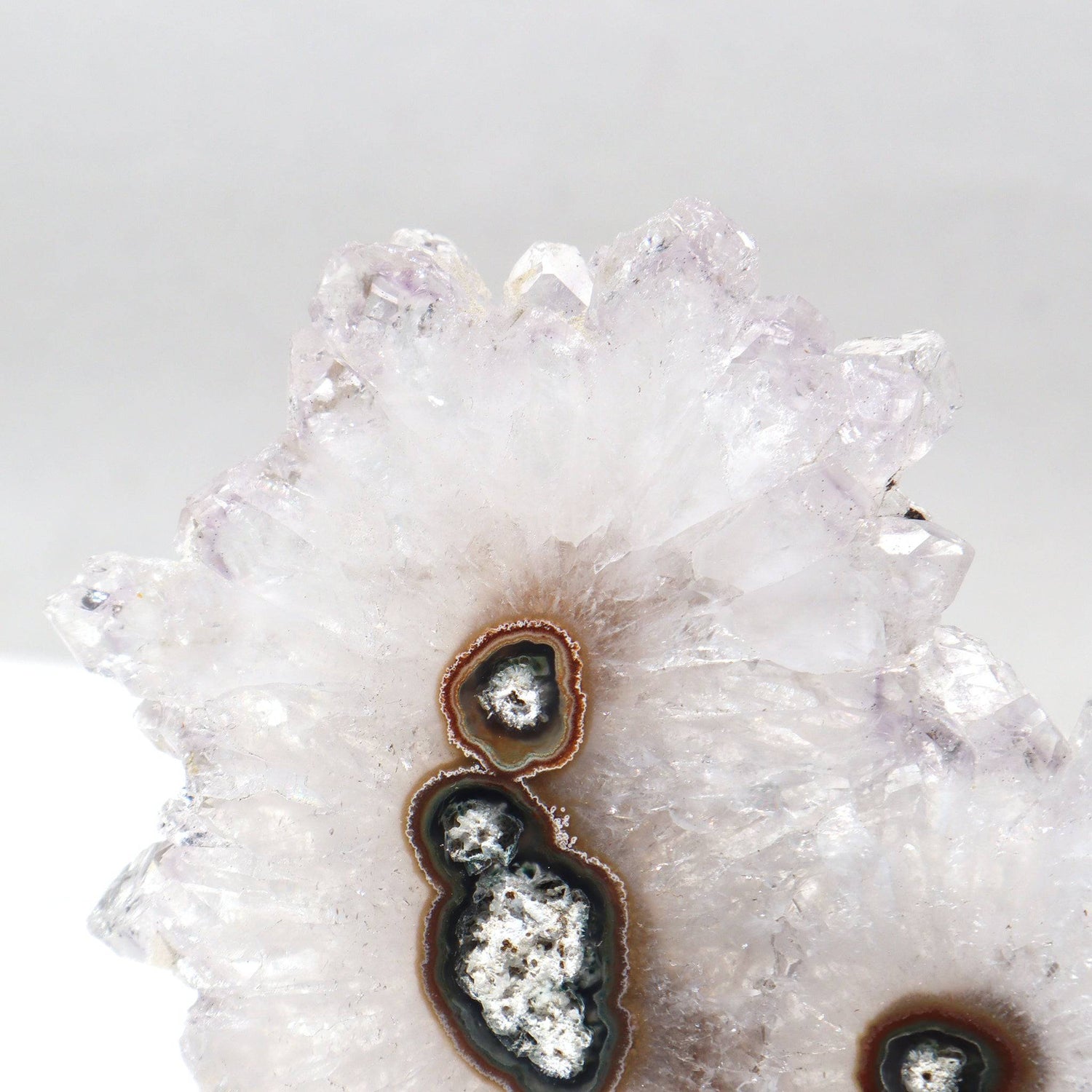 pure white quartz crystals stalactite slice of triple center