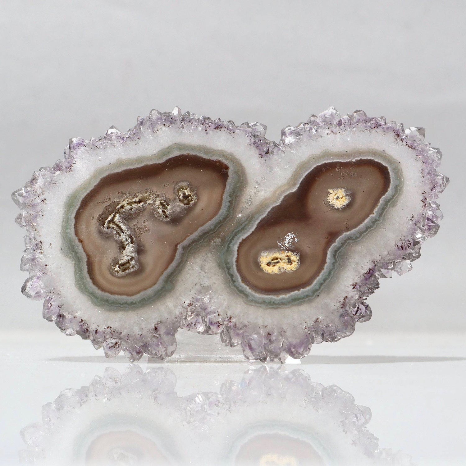 Double sliced stalactite quartz eye, star amethyst