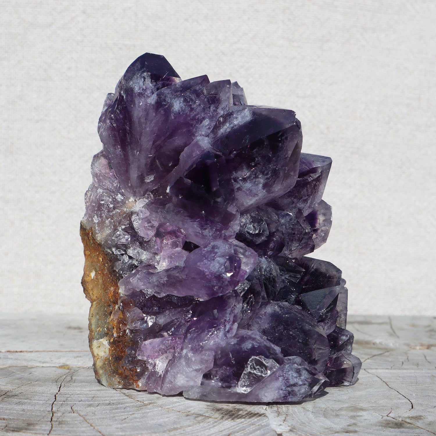 Exceptionally large and rugged, purple amethyst crystals