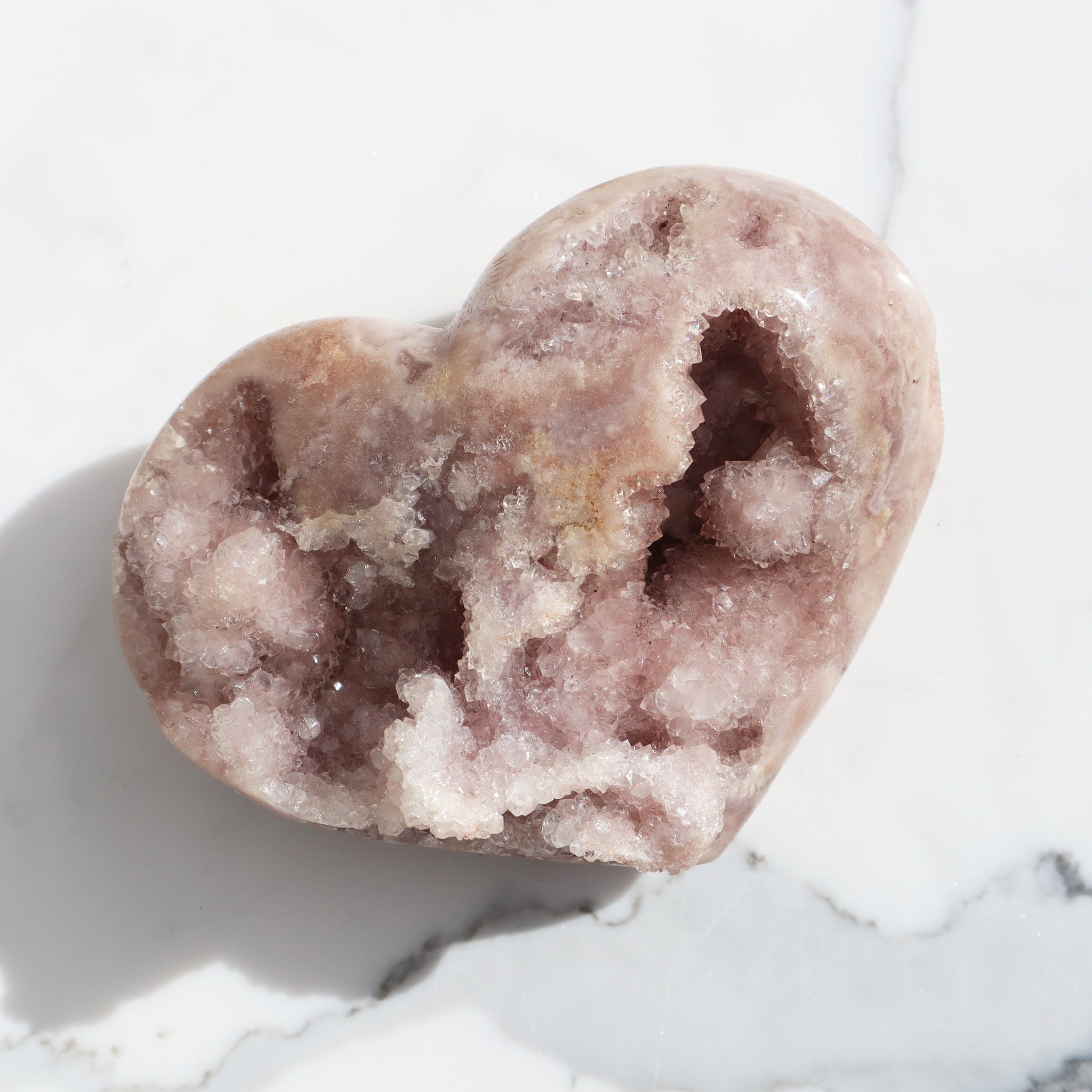 Pink Amethyst Geode Heart Brazil on stand – Deepest Earth