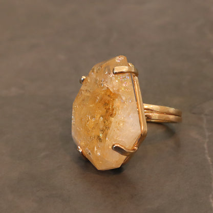 Polished Citrine Quartz Ring