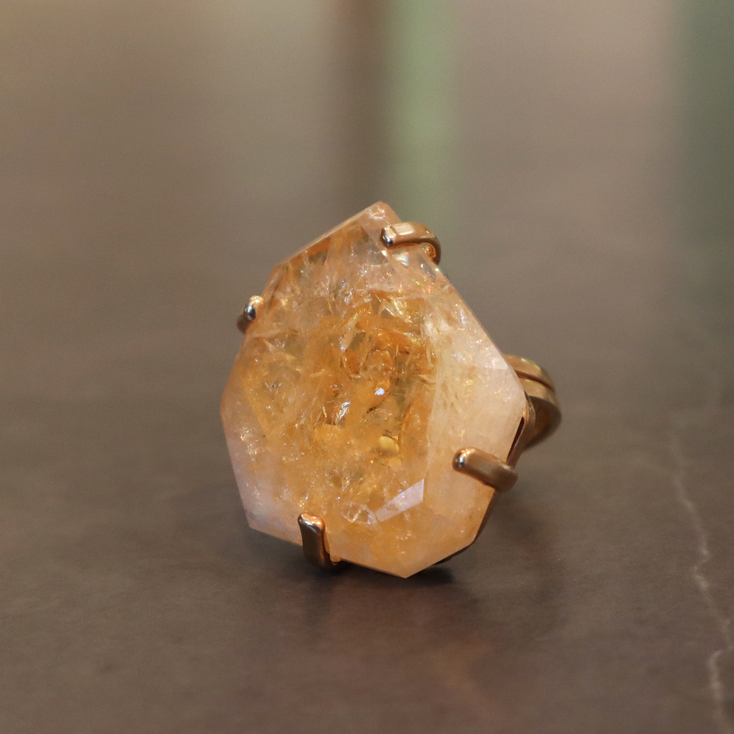 Polished Citrine Quartz Ring