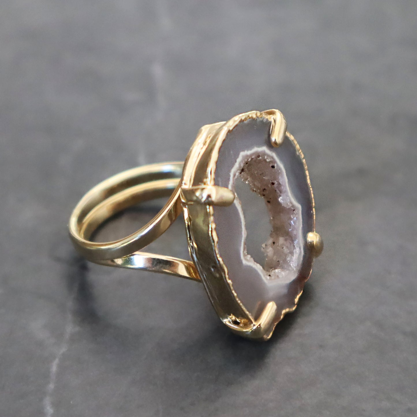 Agate Micro-Crystals Ring