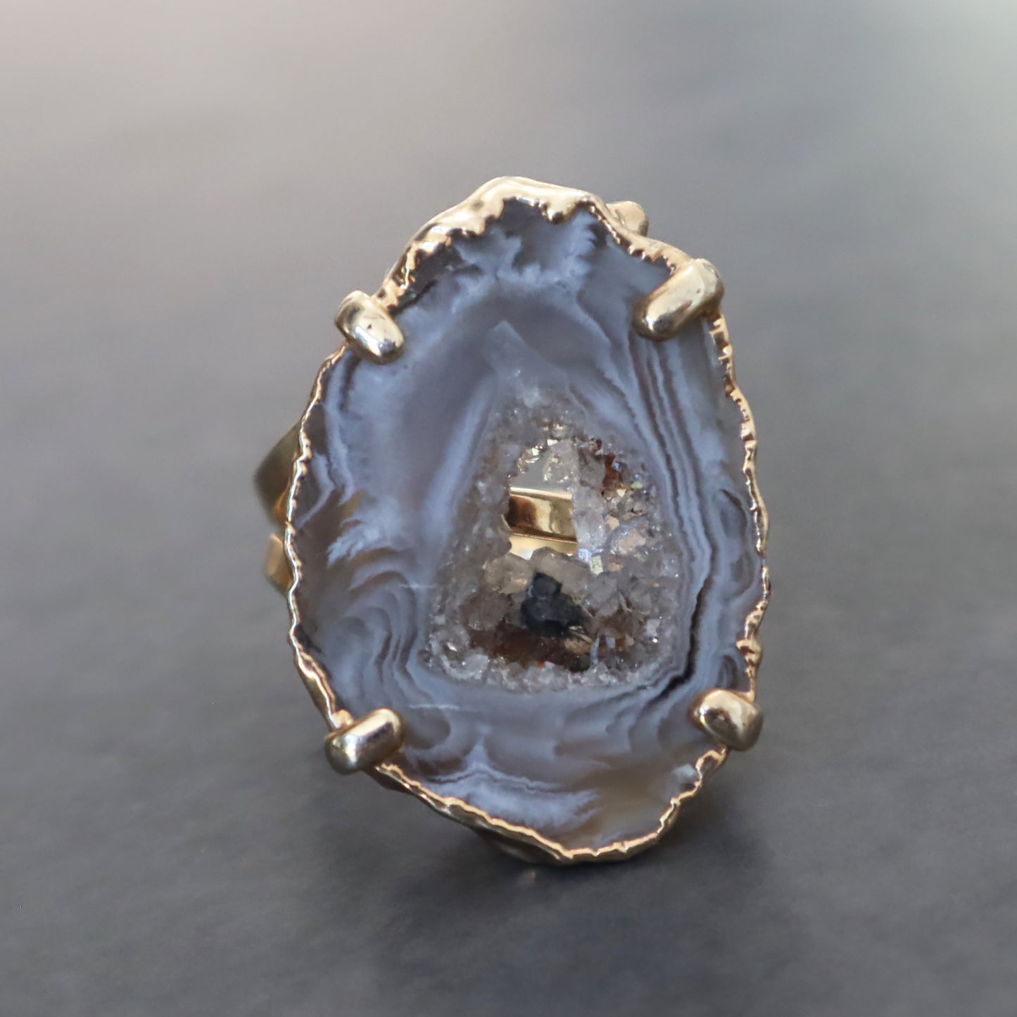 Agate Slice Druzy Ring