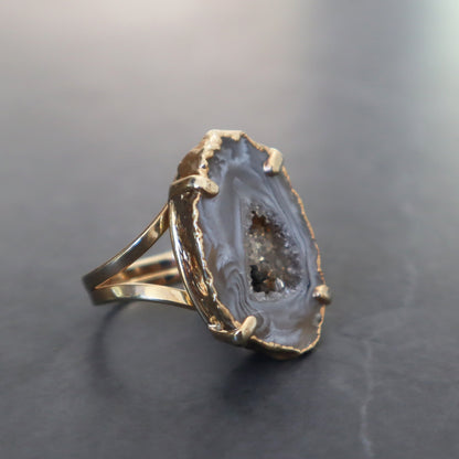 Agate Slice Druzy Ring