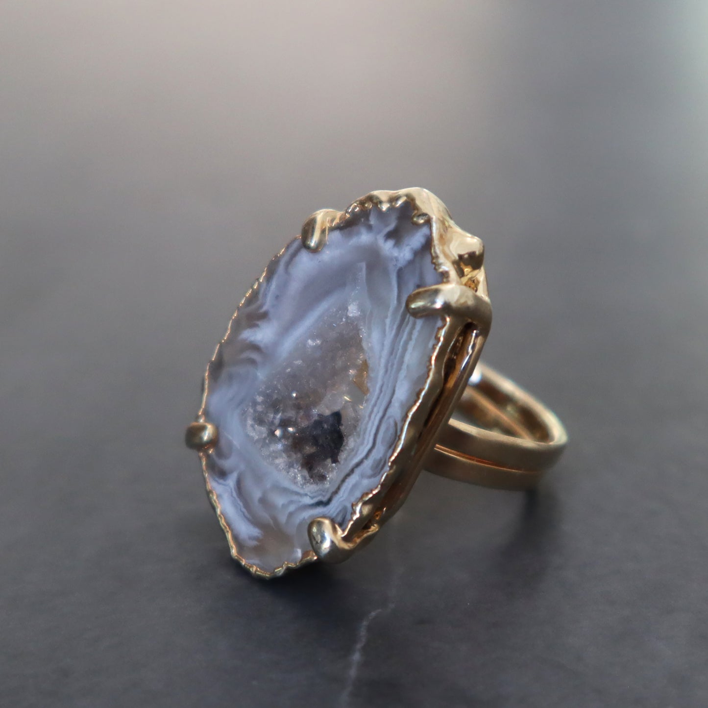 Agate Slice Druzy Ring