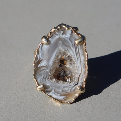 Agate Slice Druzy Ring